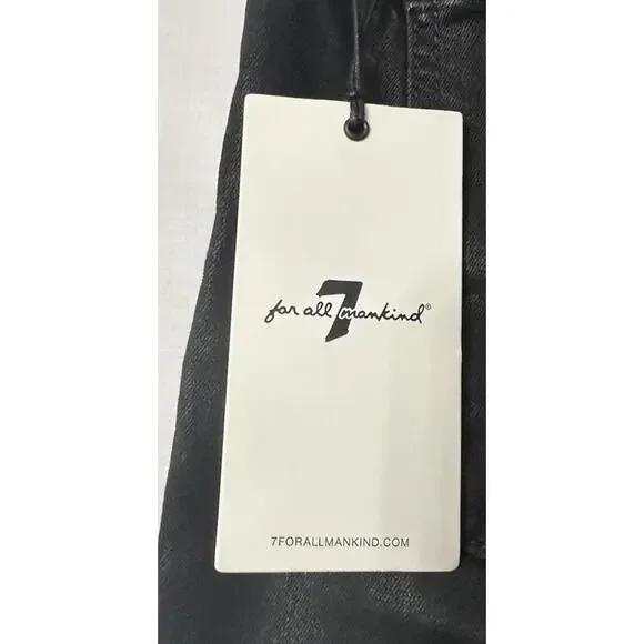 NWT 7 For All Mankind High Waist Slim Kick Womens Black Coated‎ Jeans Size 29